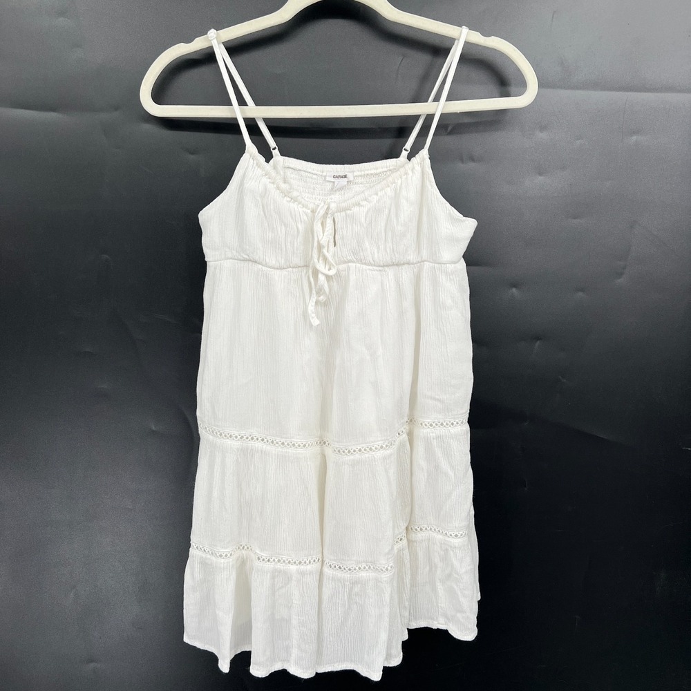 Garage Kiara white babydoll mini dress boho beachy coastal beach coquette S